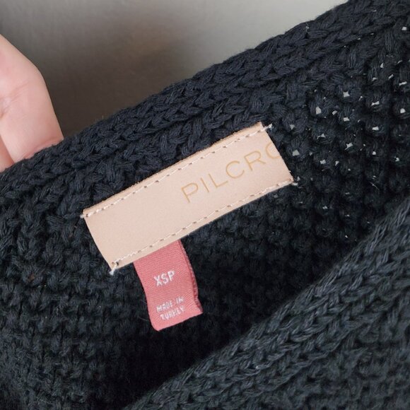 Anthropologie Pilcro Black Cropped V-Neck Sweater Tank sz XSP - Picture 8 of 10